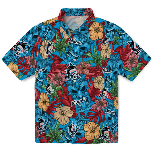 Miami Marlins Hawaiian Shirt - Hibiscus Tiki Jungle | Moonbestprint