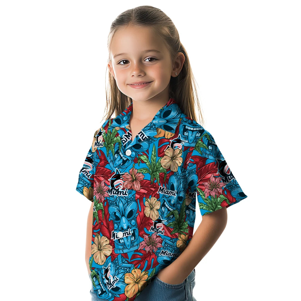 Miami Marlins Hawaiian Shirt - Hibiscus Tiki Jungle | Moonbestprint