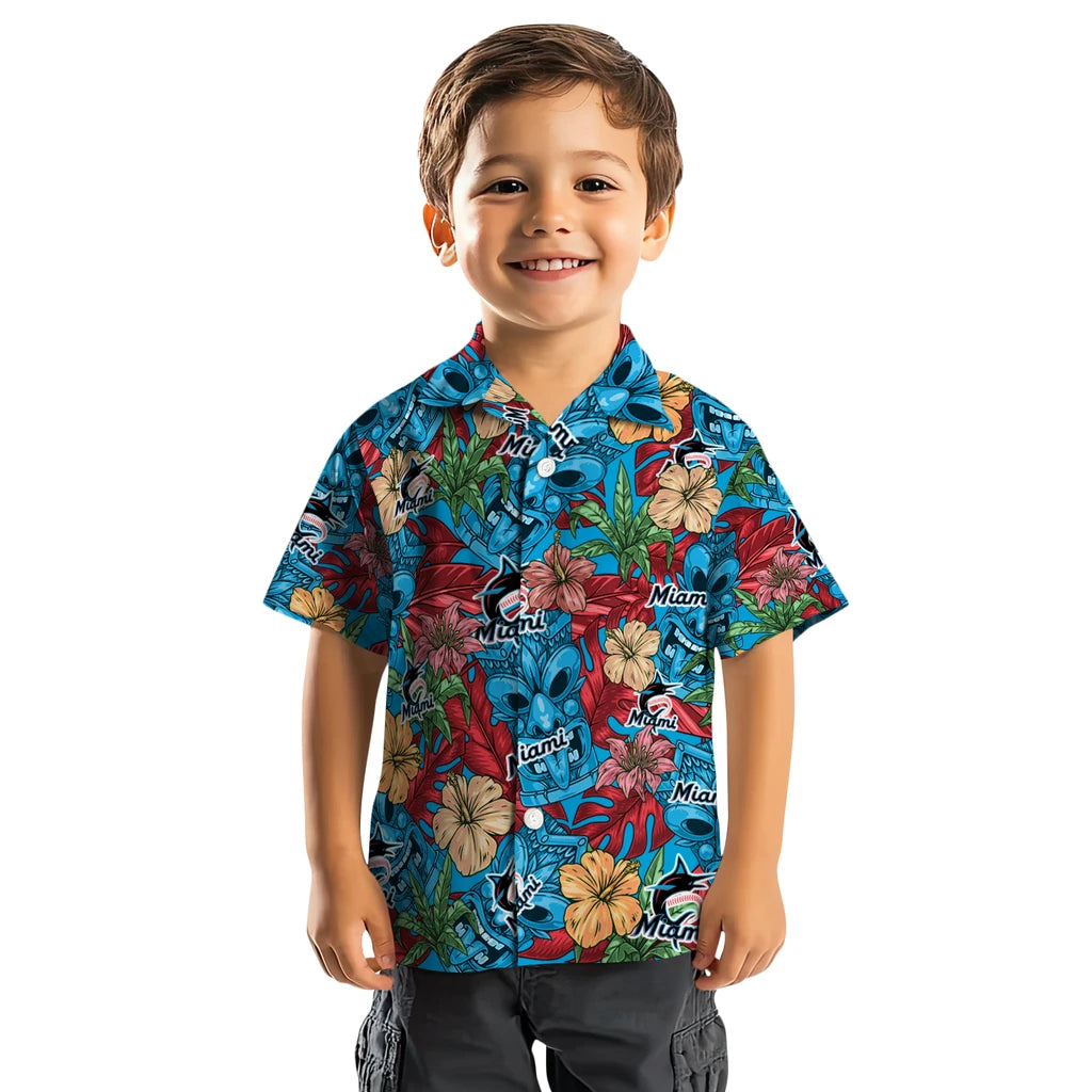 Miami Marlins Hawaiian Shirt - Hibiscus Tiki Jungle | Moonbestprint