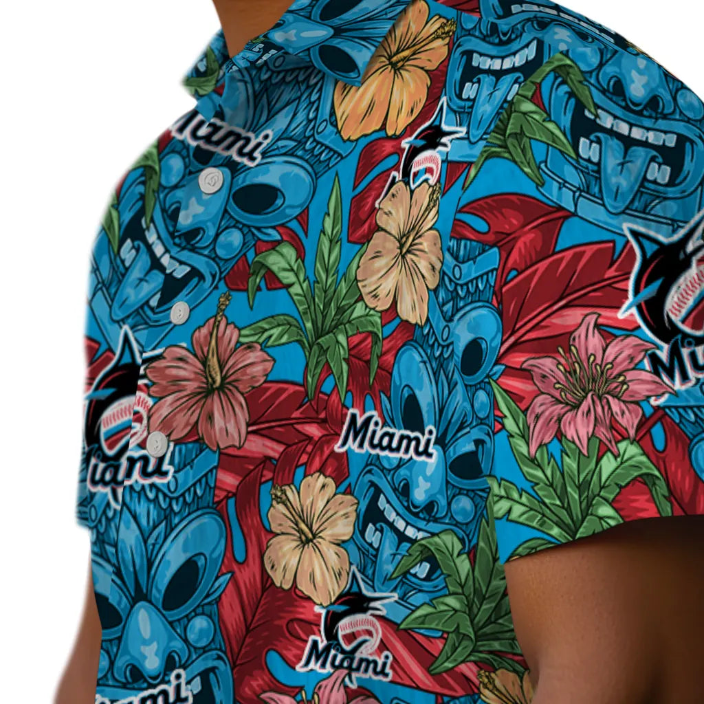 Miami Marlins Hawaiian Shirt - Hibiscus Tiki Jungle | Moonbestprint