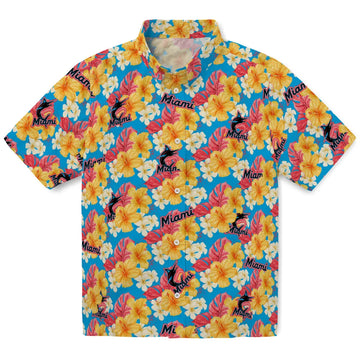 Miami Marlins Hawaiian Shirt - Hibiscus Tropics | Moonbestprint