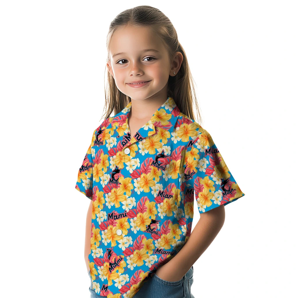 Miami Marlins Hawaiian Shirt - Hibiscus Tropics | Moonbestprint
