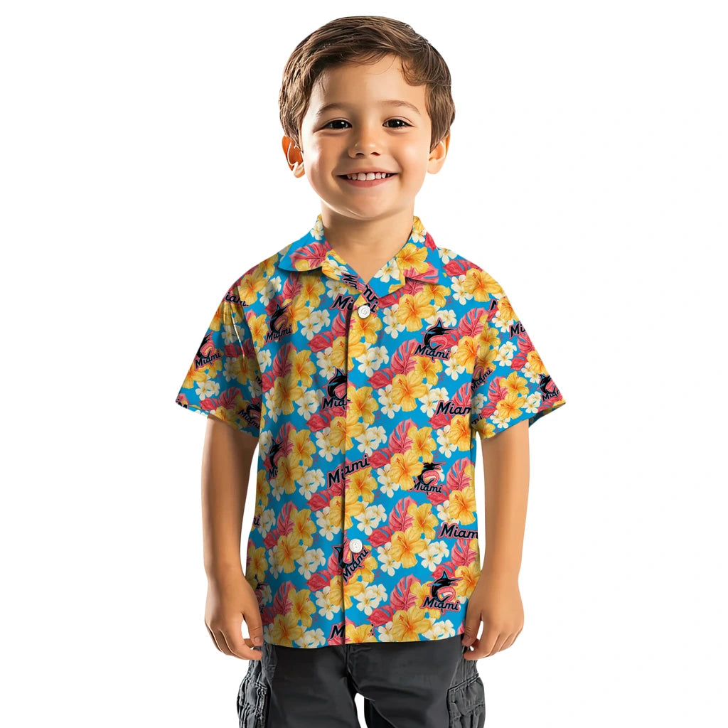 Miami Marlins Hawaiian Shirt - Hibiscus Tropics | Moonbestprint