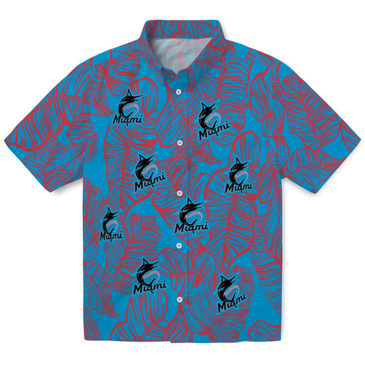 Miami Marlins Hawaiian Shirt - Leaf Outline | Moonbestprint