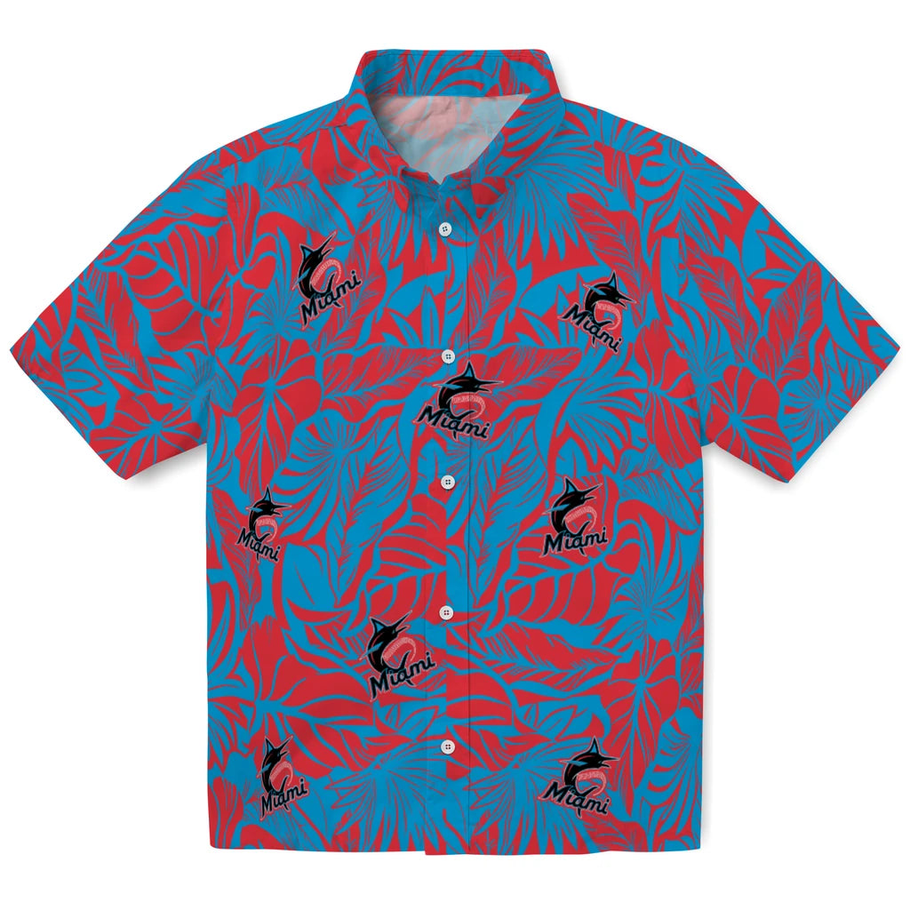 Miami Marlins Hawaiian Shirt - Monstera Layer | Moonbestprint