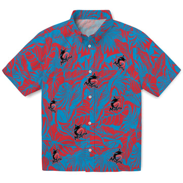 Miami Marlins Hawaiian Shirt - Monstera Layer | Moonbestprint
