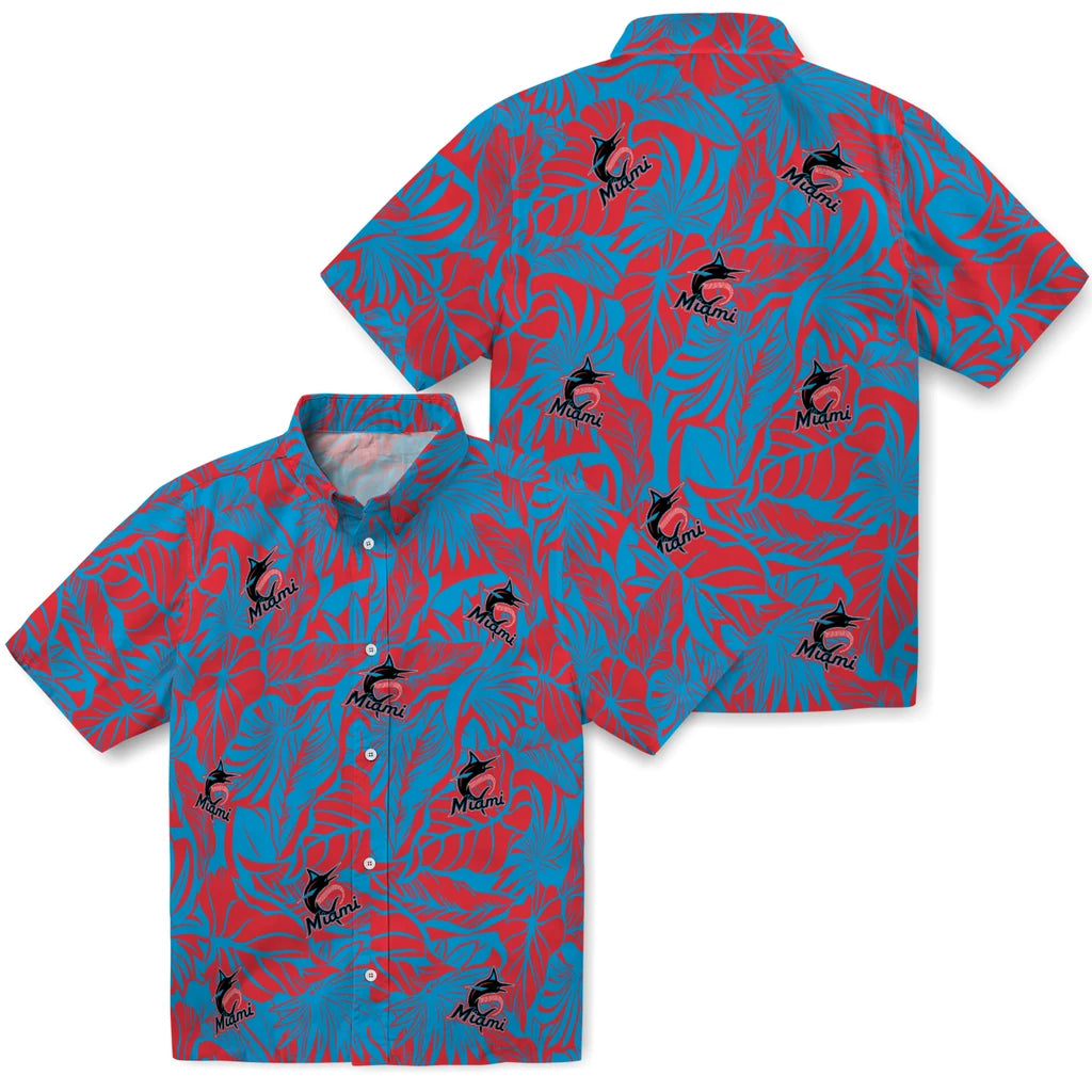 Miami Marlins Hawaiian Shirt - Monstera Layer | Moonbestprint
