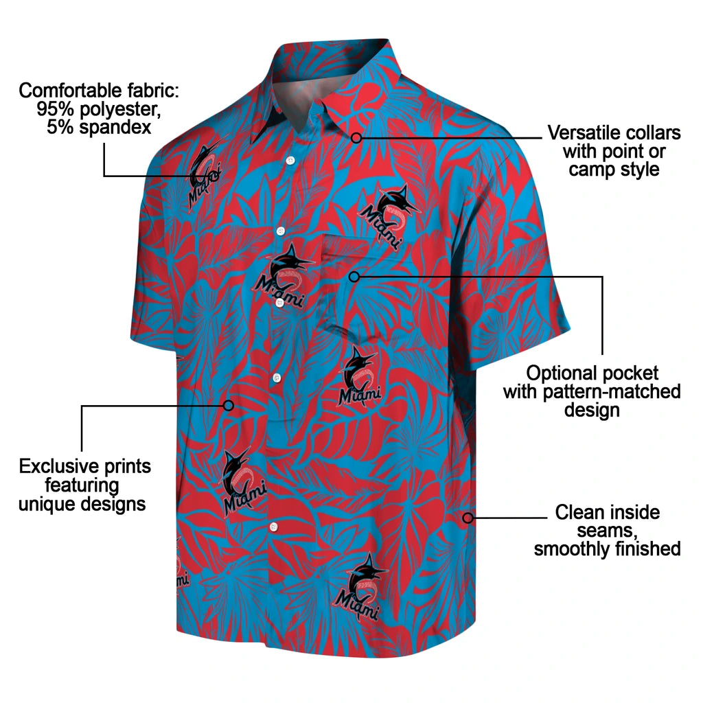 Miami Marlins Hawaiian Shirt - Monstera Layer | Moonbestprint