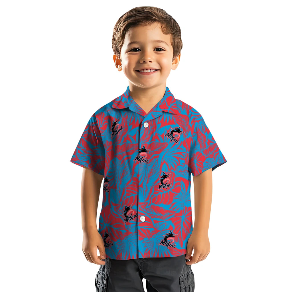 Miami Marlins Hawaiian Shirt - Monstera Layer | Moonbestprint