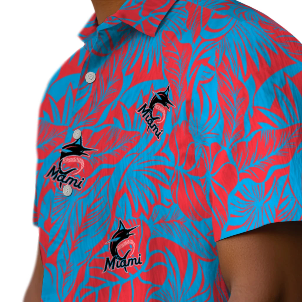 Miami Marlins Hawaiian Shirt - Monstera Layer | Moonbestprint