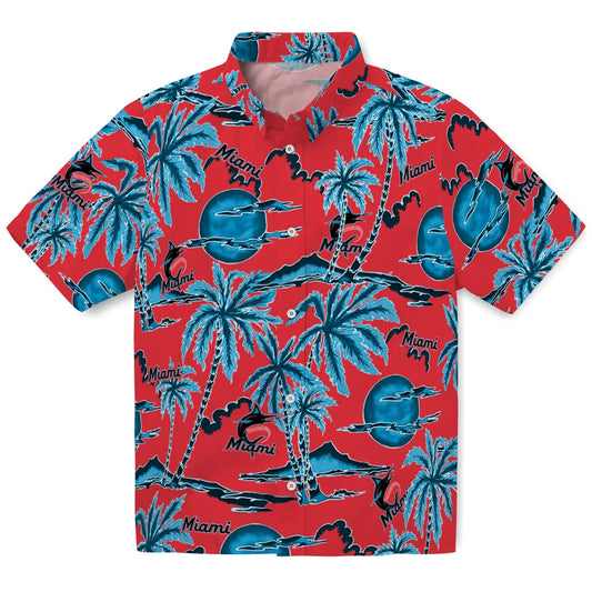 Miami Marlins Hawaiian Shirt - Palm Sunset | Moonbestprint