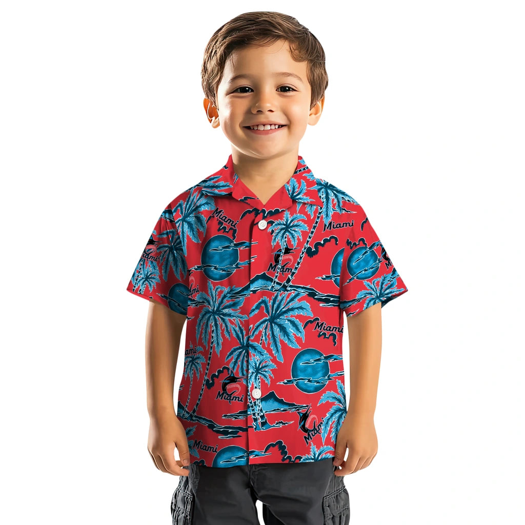 Miami Marlins Hawaiian Shirt - Palm Sunset | Moonbestprint