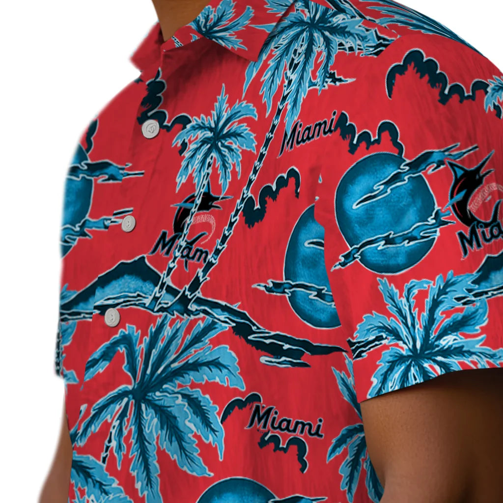 Miami Marlins Hawaiian Shirt - Palm Sunset | Moonbestprint