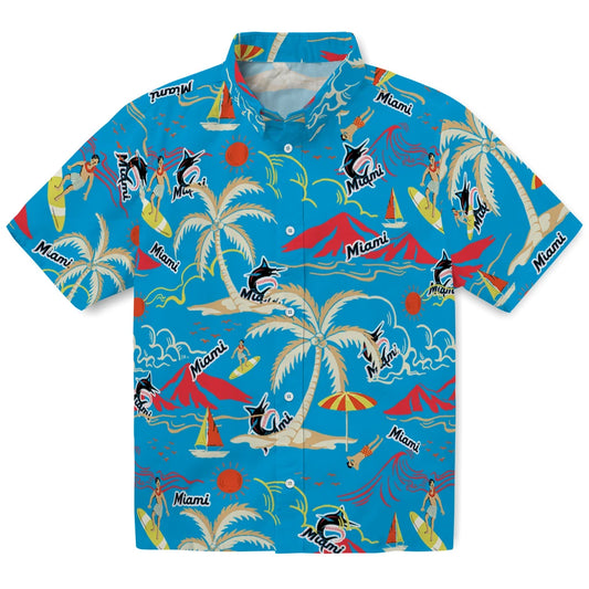 Miami Marlins Hawaiian Shirt - Palm Tree Island | Moonbestprint
