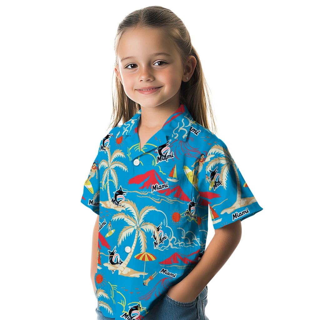 Miami Marlins Hawaiian Shirt - Palm Tree Island | Moonbestprint