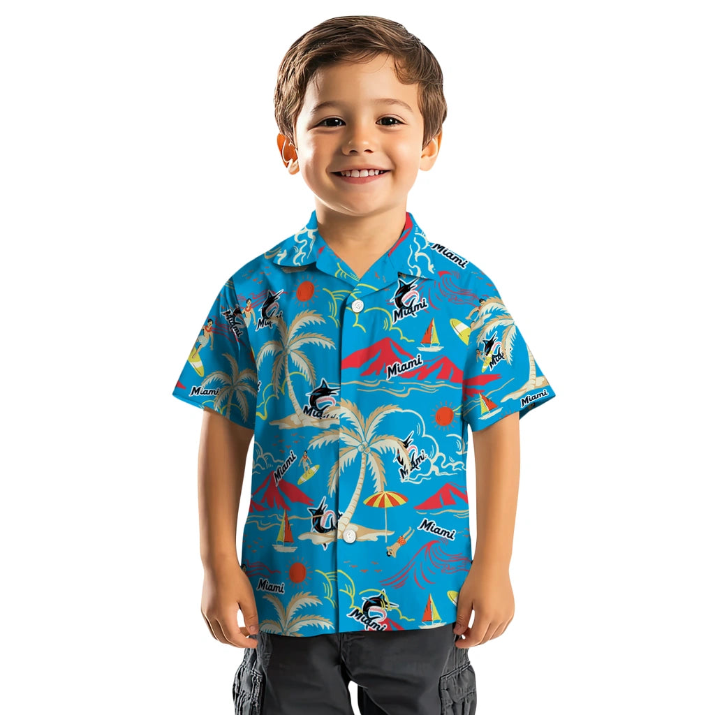 Miami Marlins Hawaiian Shirt - Palm Tree Island | Moonbestprint