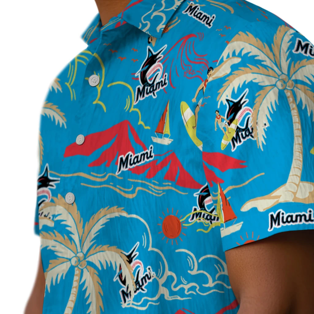 Miami Marlins Hawaiian Shirt - Palm Tree Island | Moonbestprint