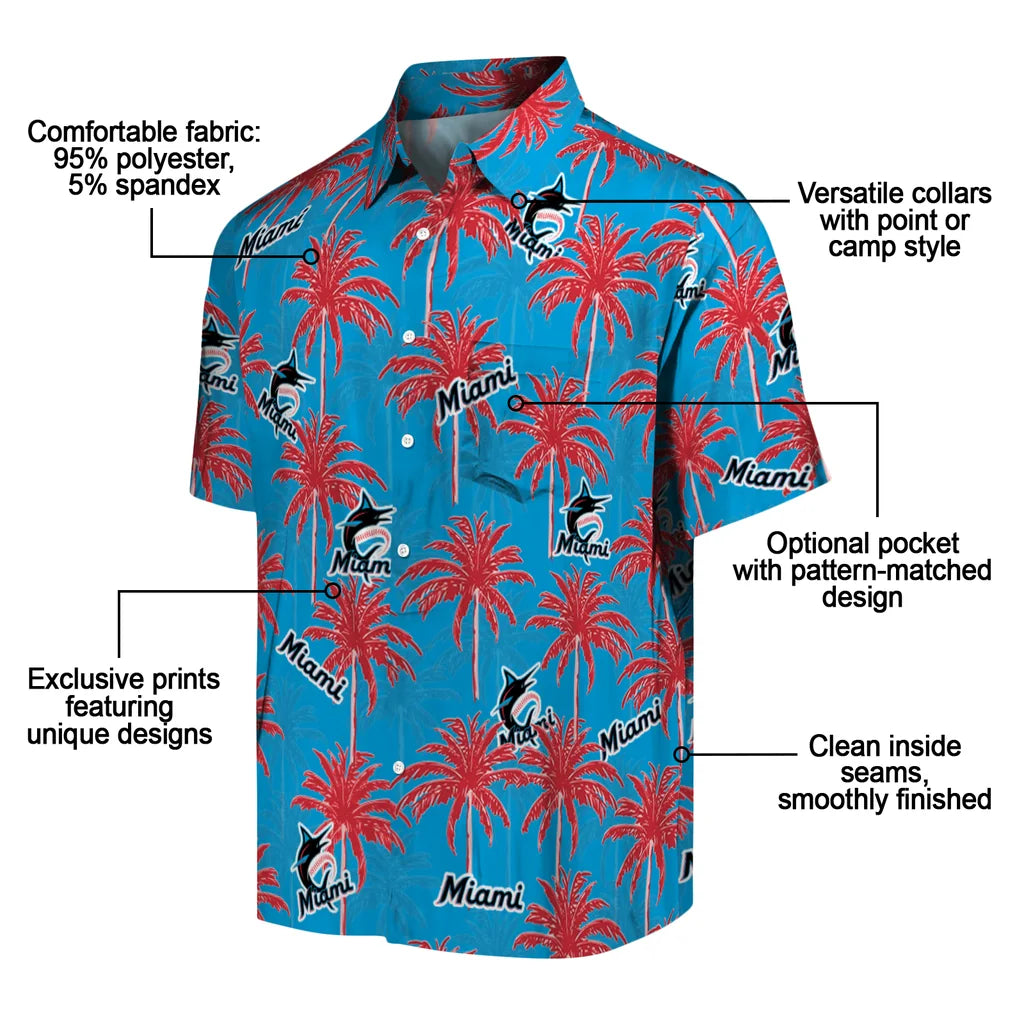 Miami Marlins Hawaiian Shirt - Palm Tree Motif | Moonbestprint