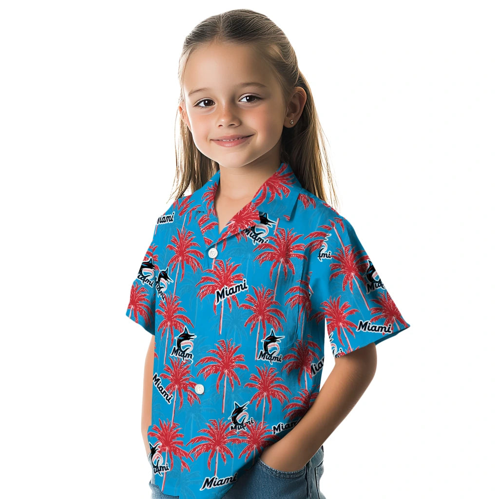 Miami Marlins Hawaiian Shirt - Palm Tree Motif | Moonbestprint