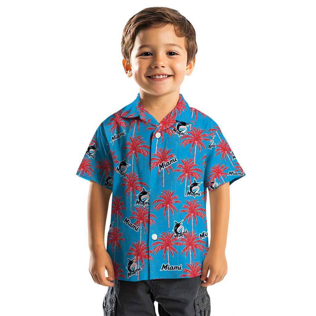 Miami Marlins Hawaiian Shirt - Palm Tree Motif | Moonbestprint