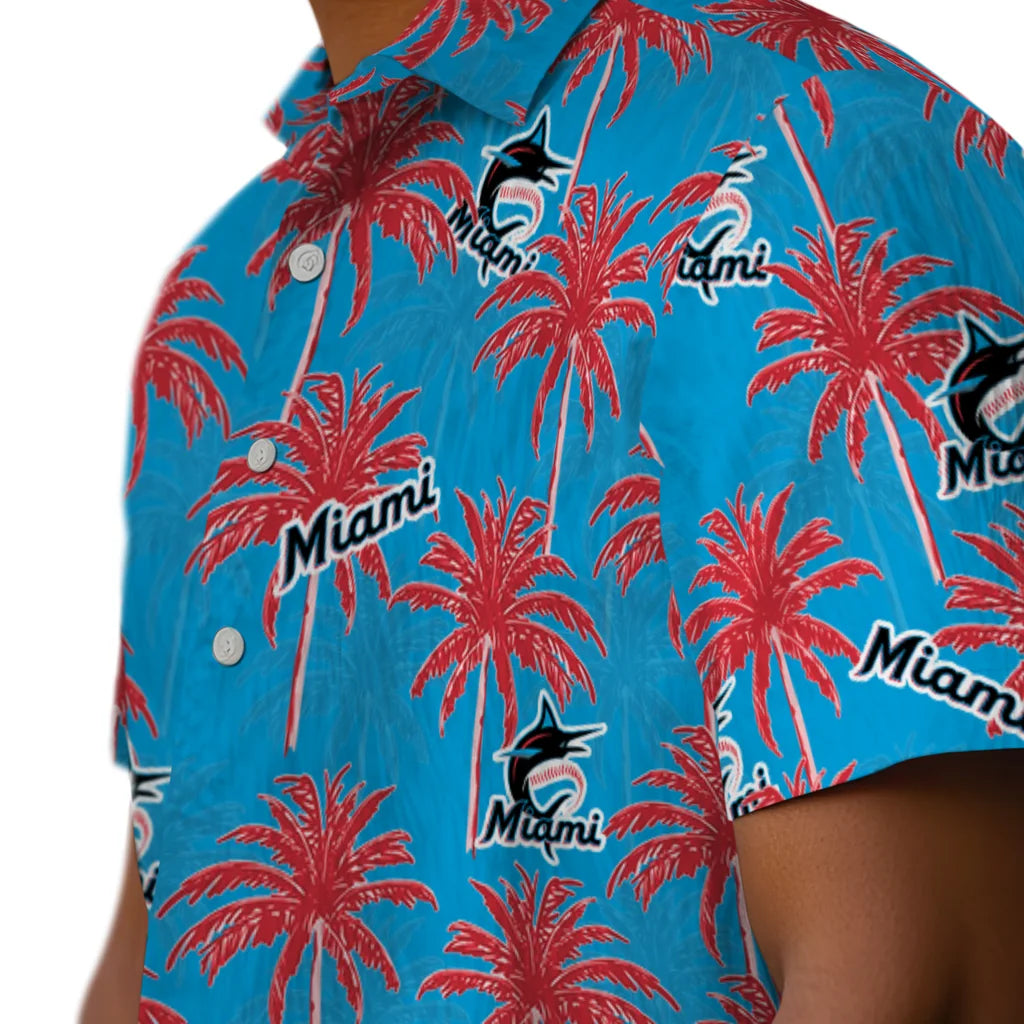 Miami Marlins Hawaiian Shirt - Palm Tree Motif | Moonbestprint