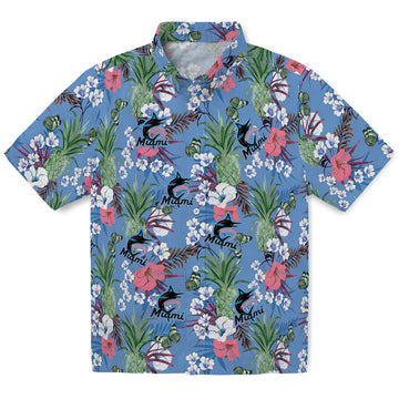 Miami Marlins Hawaiian Shirt - Pineapple Bouquet | Moonbestprint