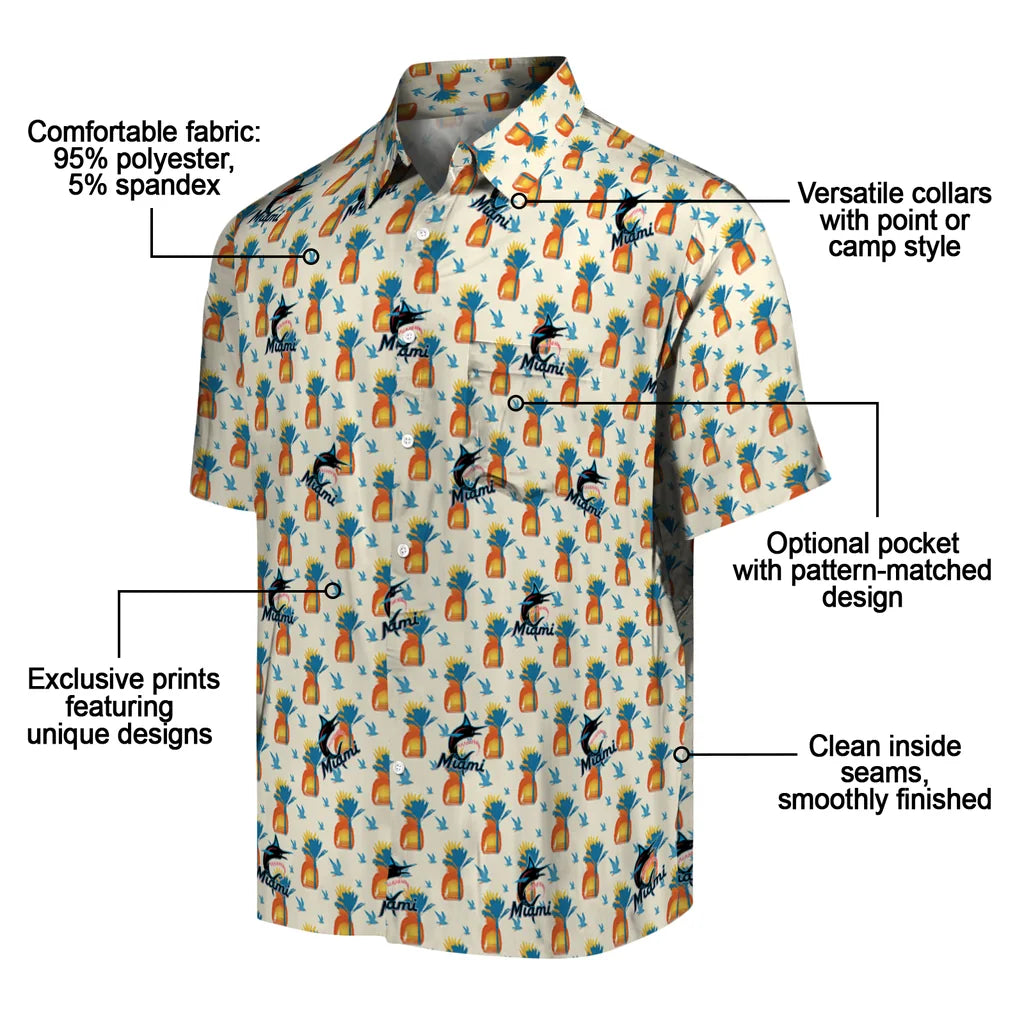 Miami Marlins Hawaiian Shirt - Pineapple Delight | Moonbestprint