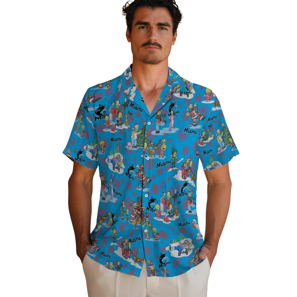 Miami Marlins Hawaiian Shirt - Simpsons Christmas | Moonbestprint