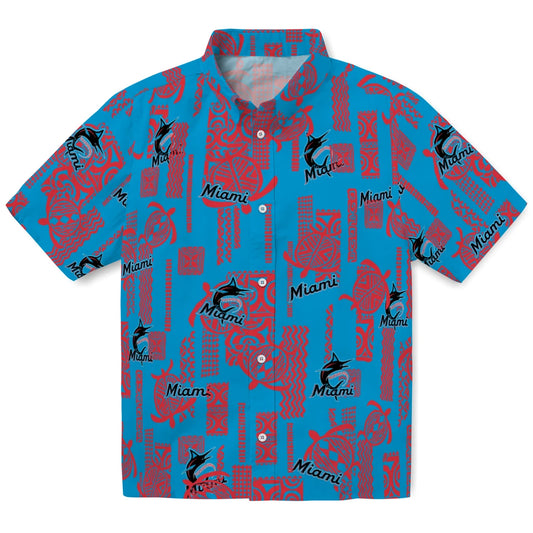 Miami Marlins Hawaiian Shirt - Turtle Lines | Moonbestprint