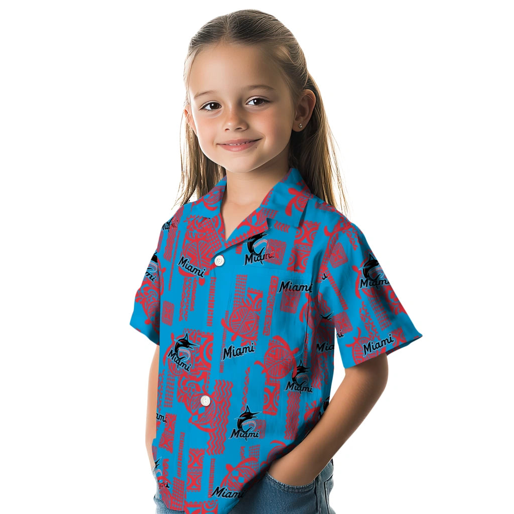 Miami Marlins Hawaiian Shirt - Turtle Lines | Moonbestprint