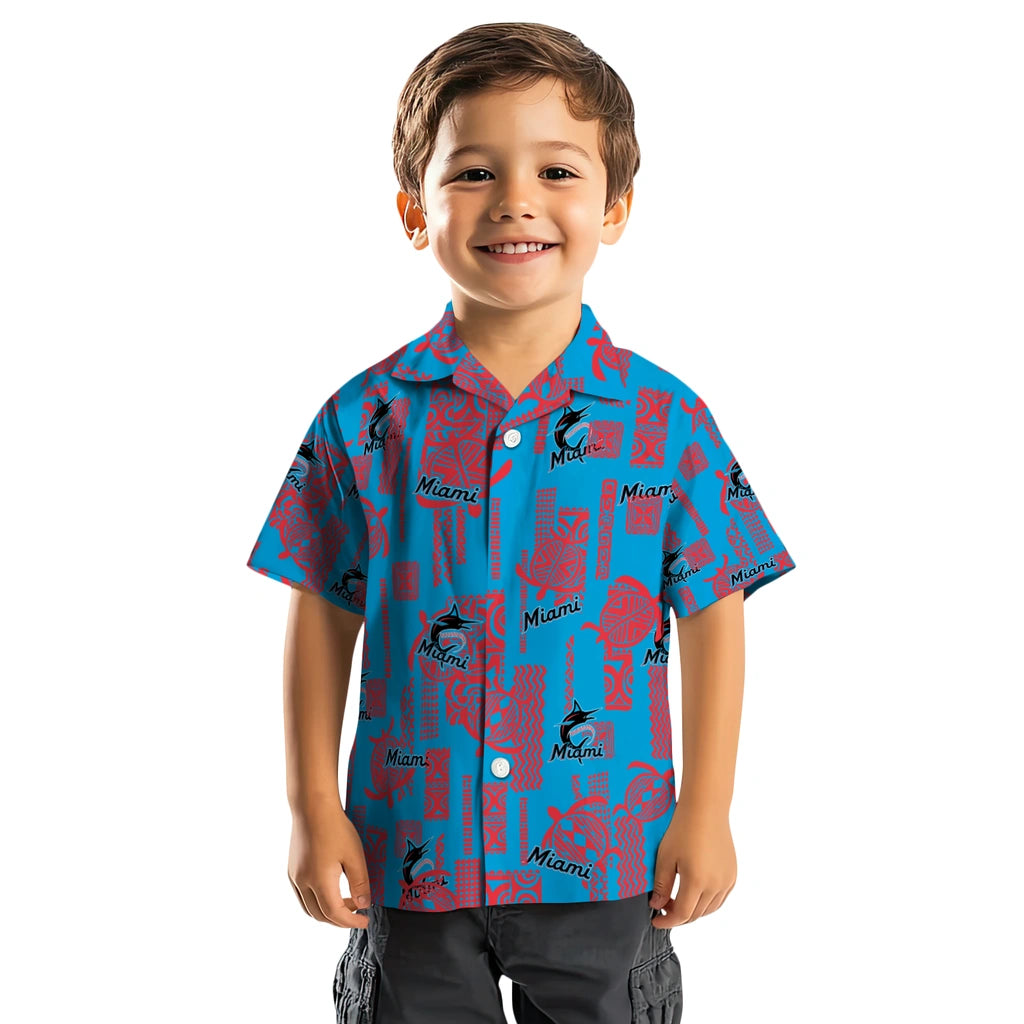 Miami Marlins Hawaiian Shirt - Turtle Lines | Moonbestprint