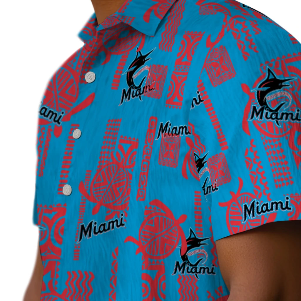 Miami Marlins Hawaiian Shirt - Turtle Lines | Moonbestprint