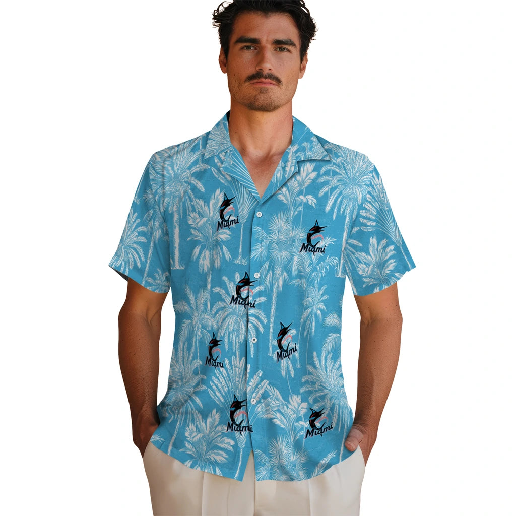 Miami Marlins Hawaiian Shirt - Vintage Palm Tree | Moonbestprint