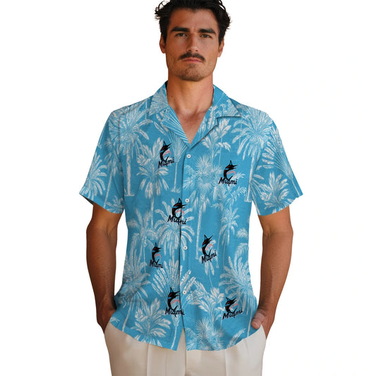 Miami Marlins Hawaiian Shirt - Vintage Palm Tree | Moonbestprint