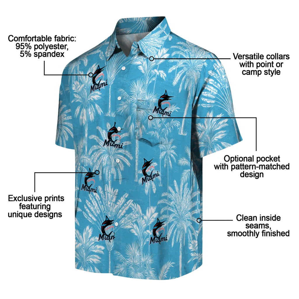 Miami Marlins Hawaiian Shirt - Vintage Palm Tree | Moonbestprint