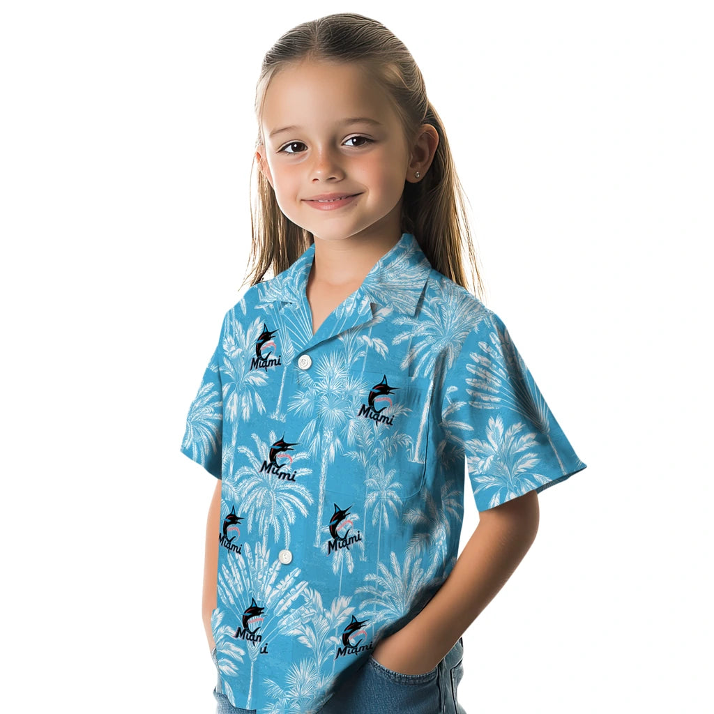 Miami Marlins Hawaiian Shirt - Vintage Palm Tree | Moonbestprint