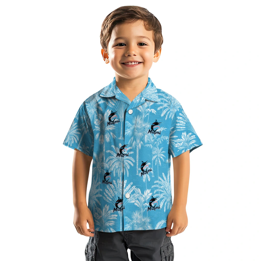 Miami Marlins Hawaiian Shirt - Vintage Palm Tree | Moonbestprint