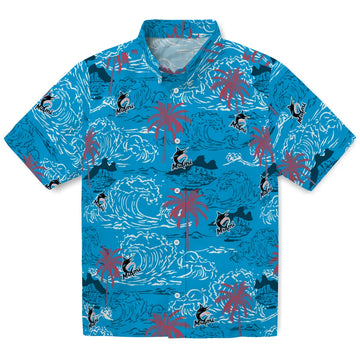 Miami Marlins Hawaiian Shirt - Wave Palm | Moonbestprint