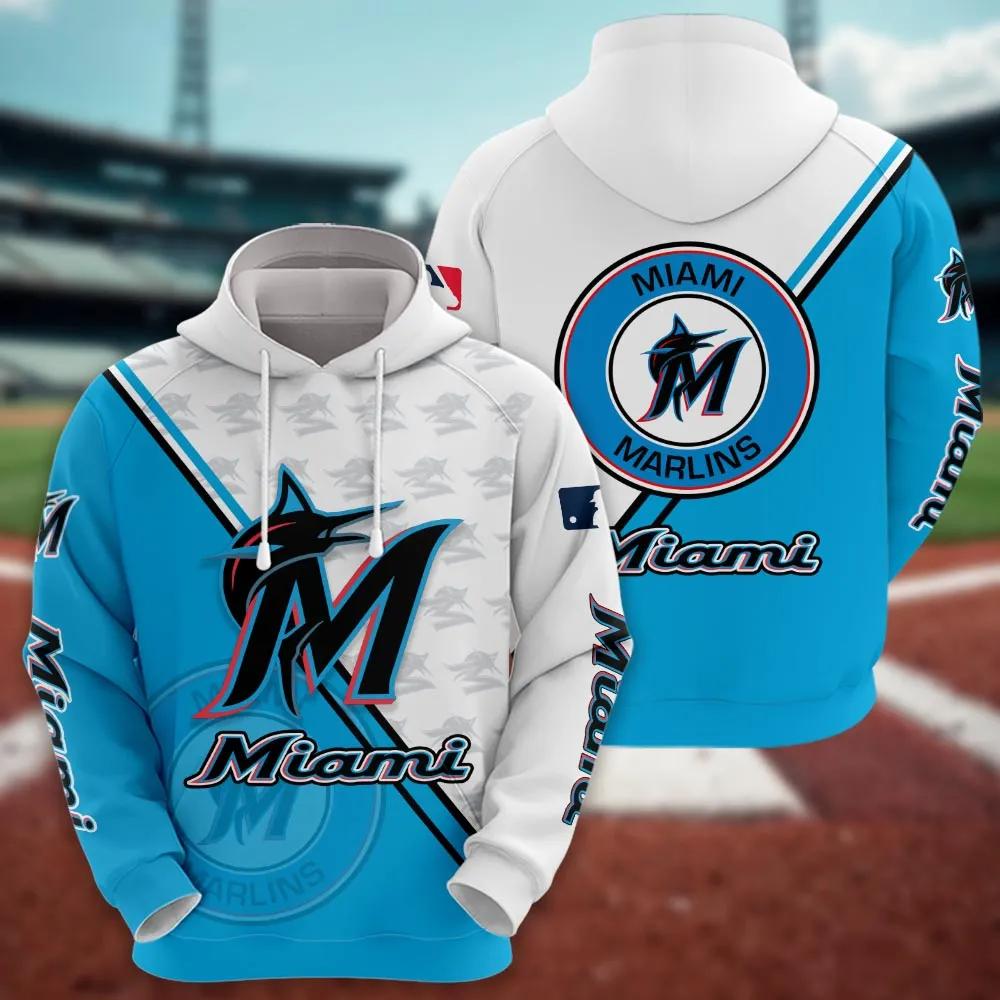 Miami Marlins Logo 3D MLB All Over Print Hoodie -Moonbestprint