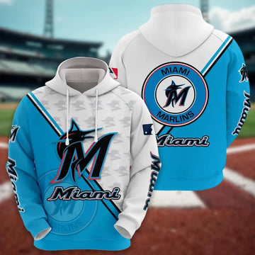 Miami Marlins Logo 3D MLB All Over Print Hoodie -Moonbestprint