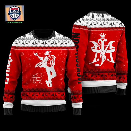 Michael Jackson Red & White Faux Wool Sweater ? Usalast