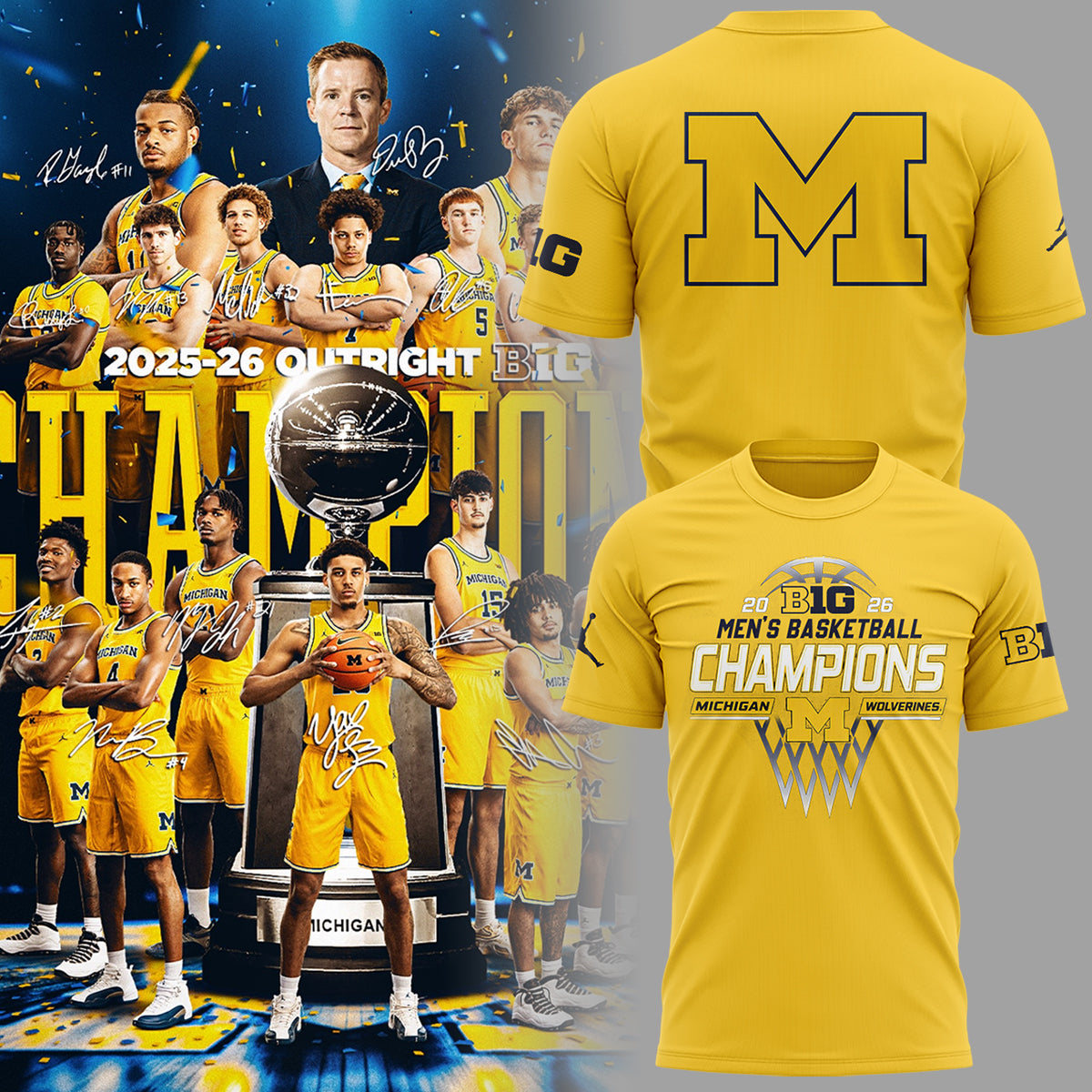 Michigan Men's Basketball 2026 Big Ten Champions T-Shirt Moonbestprint