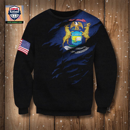 Michigan State Flag ? Us Flag Logo Sweater United Stated State Flag Pride Michigan Gift ? Usalast