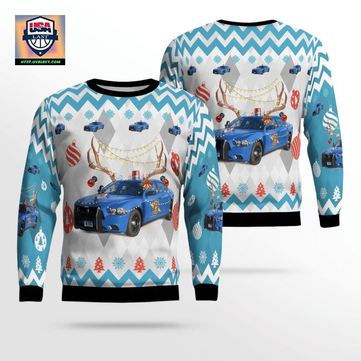 Michigan State Police Dodge Charger Christmas AOP Sweater ? Usalast