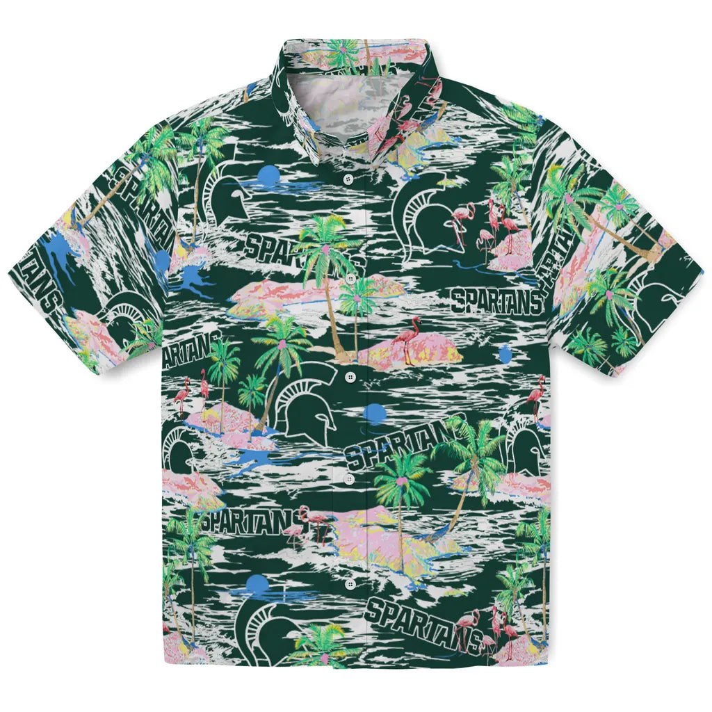 Michigan State Spartans Flamingo Retreat 2026 Hawaiian Shirt – Moonbestprint