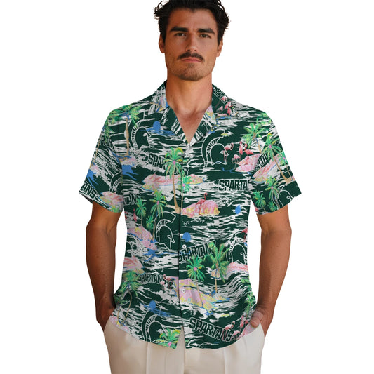 Michigan State Spartans Flamingo Retreat 2026 Hawaiian Shirt – Moonbestprint
