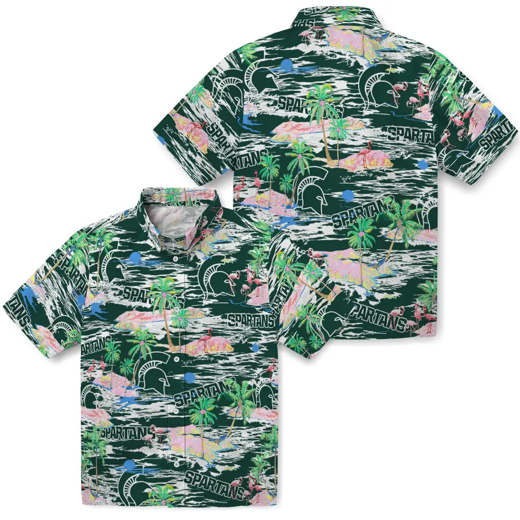 Michigan State Spartans Flamingo Retreat 2026 Hawaiian Shirt – Moonbestprint