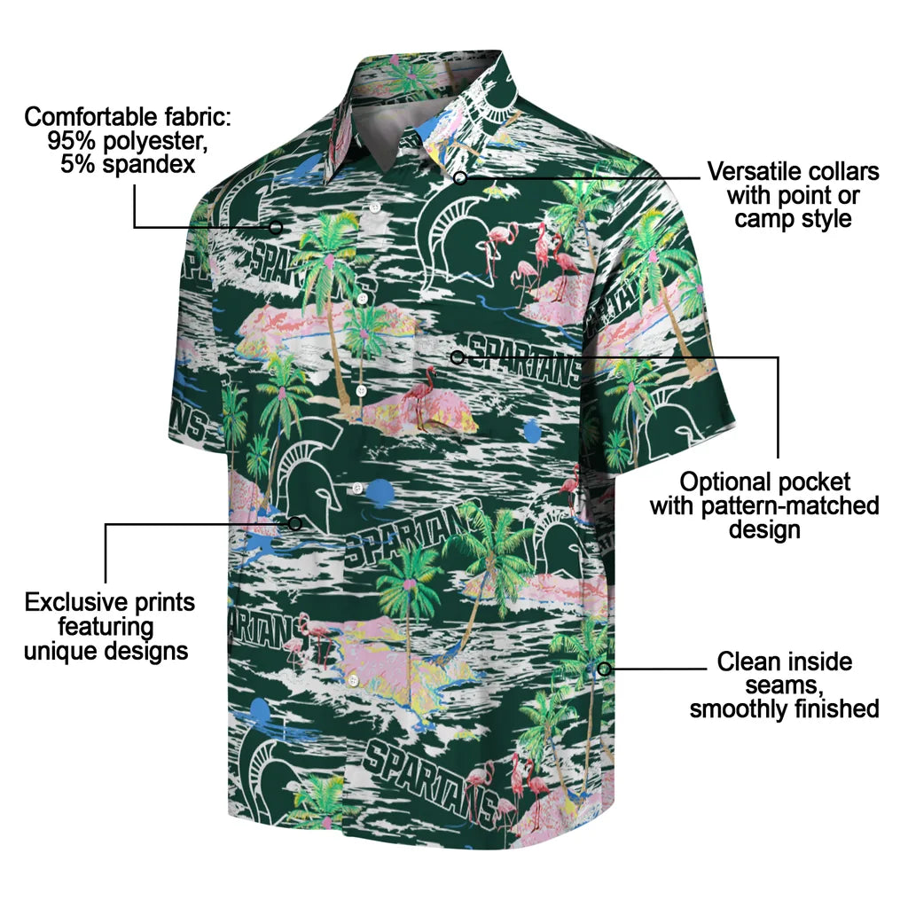 Michigan State Spartans Flamingo Retreat 2026 Hawaiian Shirt – Moonbestprint