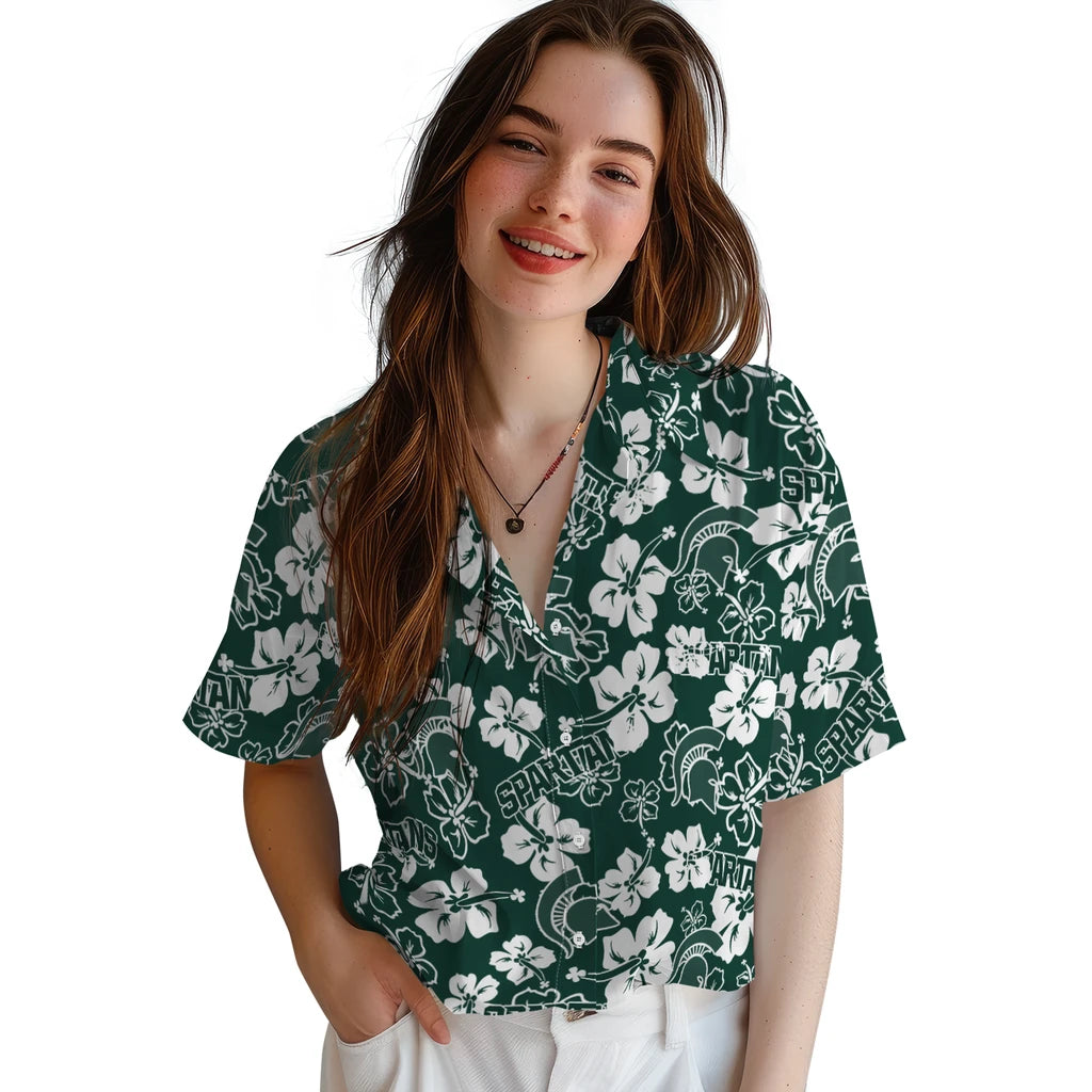 Michigan State Spartans Hibiscus Bloom Hawaiian Shirt – Moonbestprint
