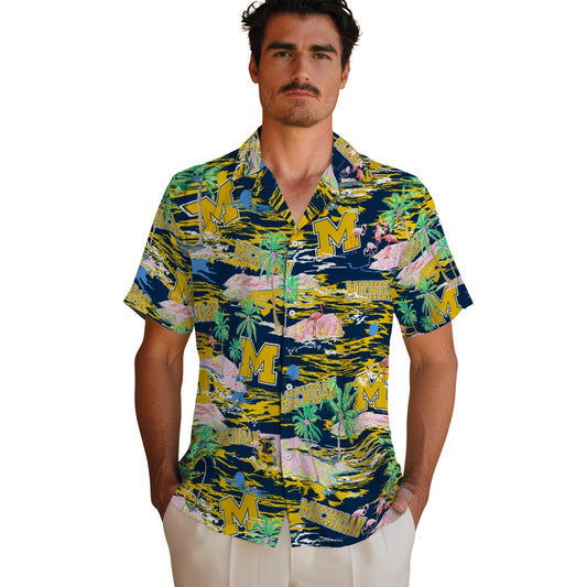 Michigan Wolverines Flamingo Retreat 2026 Hawaiian Shirt – Moonbestprint